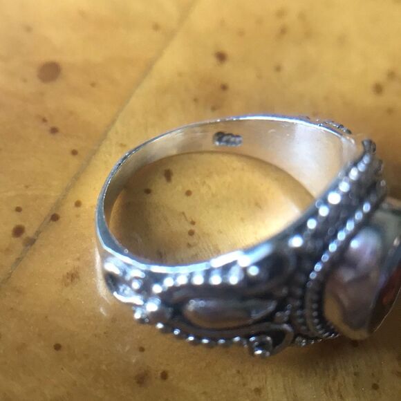 Natural Red Garnet Sterling Silver Solitaire Ring Size 6 - Picture 6 of 8